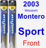 Front Wiper Blade Pack for 2003 Mitsubishi Montero Sport - Hybrid