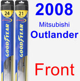 Front Wiper Blade Pack for 2008 Mitsubishi Outlander - Hybrid