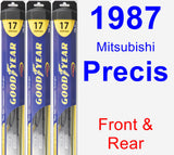 Front & Rear Wiper Blade Pack for 1987 Mitsubishi Precis - Hybrid