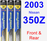 Front & Rear Wiper Blade Pack for 2003 Nissan 350Z - Hybrid