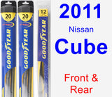 Front & Rear Wiper Blade Pack for 2011 Nissan Cube - Hybrid