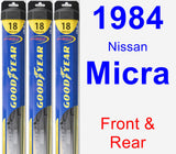 Front & Rear Wiper Blade Pack for 1984 Nissan Micra - Hybrid