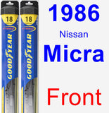 Front Wiper Blade Pack for 1986 Nissan Micra - Hybrid