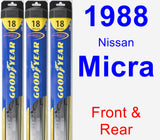 Front & Rear Wiper Blade Pack for 1988 Nissan Micra - Hybrid