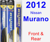 Front & Rear Wiper Blade Pack for 2012 Nissan Murano - Hybrid