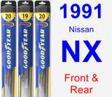 Front & Rear Wiper Blade Pack for 1991 Nissan NX - Hybrid