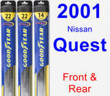 Front & Rear Wiper Blade Pack for 2001 Nissan Quest - Hybrid