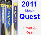 Front & Rear Wiper Blade Pack for 2011 Nissan Quest - Hybrid