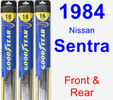 Front & Rear Wiper Blade Pack for 1984 Nissan Sentra - Hybrid