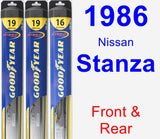 Front & Rear Wiper Blade Pack for 1986 Nissan Stanza - Hybrid