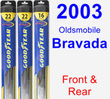 Front & Rear Wiper Blade Pack for 2003 Oldsmobile Bravada - Hybrid