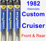 Front & Rear Wiper Blade Pack for 1982 Oldsmobile Custom Cruiser - Hybrid