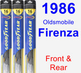 Front & Rear Wiper Blade Pack for 1986 Oldsmobile Firenza - Hybrid