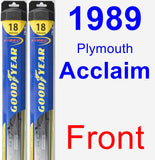 Front Wiper Blade Pack for 1989 Plymouth Acclaim - Hybrid