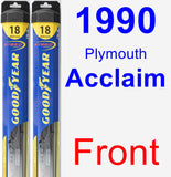 Front Wiper Blade Pack for 1990 Plymouth Acclaim - Hybrid