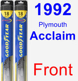 Front Wiper Blade Pack for 1992 Plymouth Acclaim - Hybrid