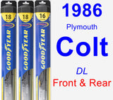 Front & Rear Wiper Blade Pack for 1986 Plymouth Colt - Hybrid