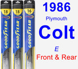 Front & Rear Wiper Blade Pack for 1986 Plymouth Colt - Hybrid