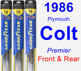 Front & Rear Wiper Blade Pack for 1986 Plymouth Colt - Hybrid