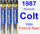 Front & Rear Wiper Blade Pack for 1987 Plymouth Colt - Hybrid