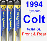 Front & Rear Wiper Blade Pack for 1994 Plymouth Colt - Hybrid