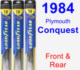 Front & Rear Wiper Blade Pack for 1984 Plymouth Conquest - Hybrid