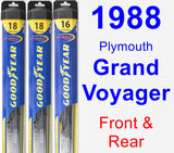 Front & Rear Wiper Blade Pack for 1988 Plymouth Grand Voyager - Hybrid