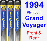 Front & Rear Wiper Blade Pack for 1994 Plymouth Grand Voyager - Hybrid