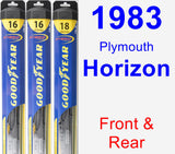 Front & Rear Wiper Blade Pack for 1983 Plymouth Horizon - Hybrid