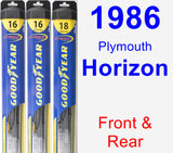 Front & Rear Wiper Blade Pack for 1986 Plymouth Horizon - Hybrid