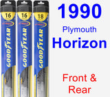 Front & Rear Wiper Blade Pack for 1990 Plymouth Horizon - Hybrid