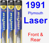 Front & Rear Wiper Blade Pack for 1991 Plymouth Laser - Hybrid