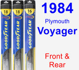 Front & Rear Wiper Blade Pack for 1984 Plymouth Voyager - Hybrid