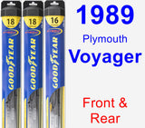 Front & Rear Wiper Blade Pack for 1989 Plymouth Voyager - Hybrid