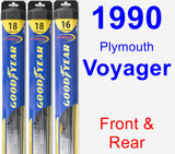 Front & Rear Wiper Blade Pack for 1990 Plymouth Voyager - Hybrid