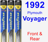 Front & Rear Wiper Blade Pack for 1992 Plymouth Voyager - Hybrid