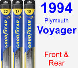 Front & Rear Wiper Blade Pack for 1994 Plymouth Voyager - Hybrid