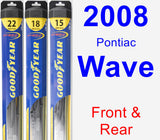 Front & Rear Wiper Blade Pack for 2008 Pontiac Wave - Hybrid