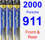 Front & Rear Wiper Blade Pack for 2000 Porsche 911 - Hybrid