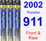 Front & Rear Wiper Blade Pack for 2002 Porsche 911 - Hybrid