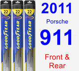 Front & Rear Wiper Blade Pack for 2011 Porsche 911 - Hybrid