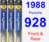 Front & Rear Wiper Blade Pack for 1988 Porsche 928 - Hybrid