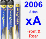 Front & Rear Wiper Blade Pack for 2006 Scion xA - Hybrid