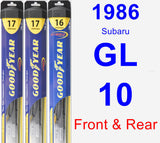 Front & Rear Wiper Blade Pack for 1986 Subaru GL-10 - Hybrid