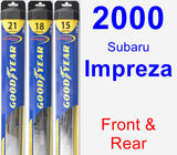 Front & Rear Wiper Blade Pack for 2000 Subaru Impreza - Hybrid