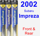 Front & Rear Wiper Blade Pack for 2002 Subaru Impreza - Hybrid