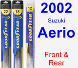 Front & Rear Wiper Blade Pack for 2002 Suzuki Aerio - Hybrid