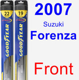 Front Wiper Blade Pack for 2007 Suzuki Forenza - Hybrid