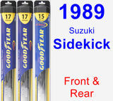 Front & Rear Wiper Blade Pack for 1989 Suzuki Sidekick - Hybrid