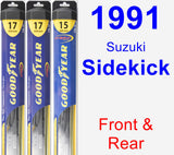 Front & Rear Wiper Blade Pack for 1991 Suzuki Sidekick - Hybrid